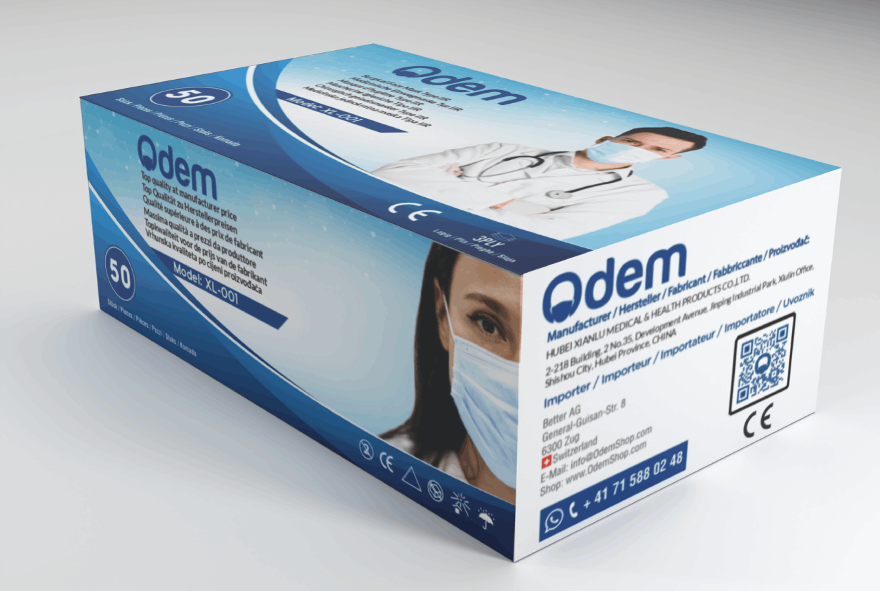 Surgical Mask TypeIIR with CE Odem Hubei Disposable Medical Mask Color: Blue